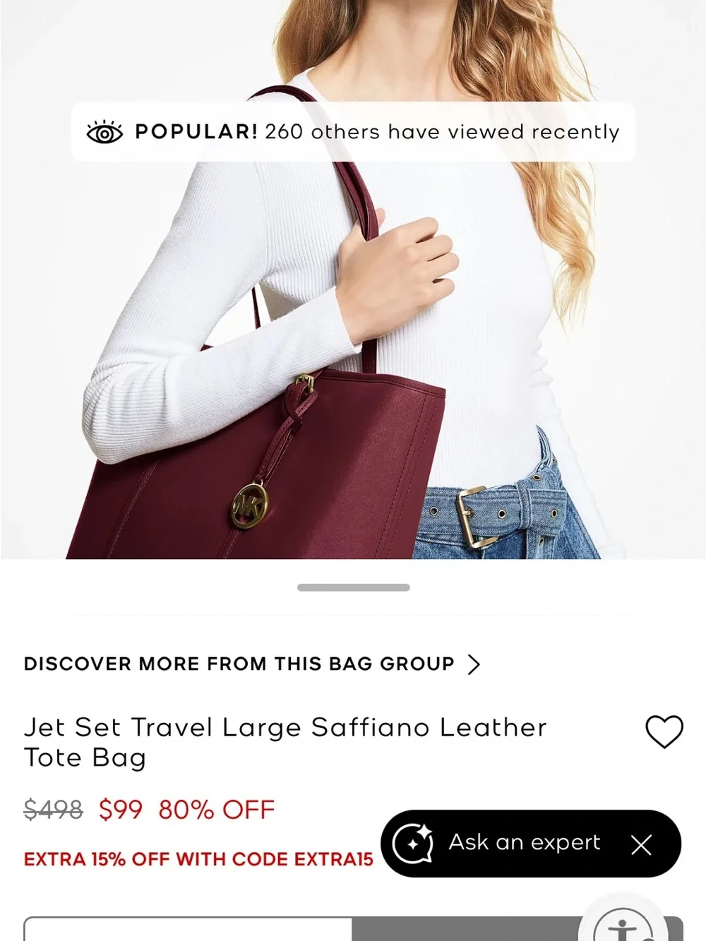 Michael Kors Burgundy Leather Tote with Signature MK Charm
